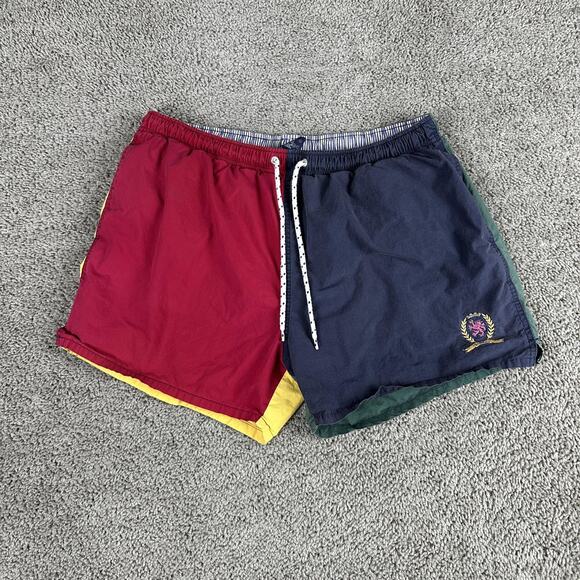 Tommy Hilfiger Swim Shorts Mens Large Sail Crest Colorblock Trunks Swimwear - Picture 1 of 10
